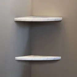 Easy shelf 2 mensole angolari a scomparsa in marmo naturale bianco carrara mat cm 22,9 completa di codice prod: BCAAS2MA18 product photo