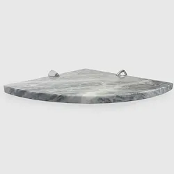 Quick Shelf mensola angolare in marmo naturale bardiglio lucido cm 22,9 con 2 reggimensola codice prod: BARASQLU15 product photo