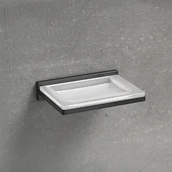 Look porta sapone a parete vetro acidato naturale grafite codice prod: B16010GL-VAN product photo