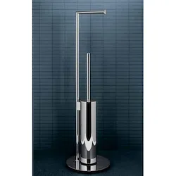 Mini piantana con portarotolo e porta scopino cromata codice prod: B40180CR product photo