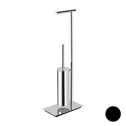Square piantana con porta rotolo e porta scopino nero opaco codice prod: B99070NM product photo