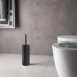 Jack porta scopino wc da terra con ciuffo in setole nero opaco codice prod: 000013341400000 product photo