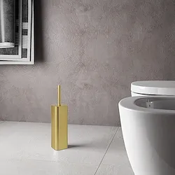 JACK portascopino da terra con ciuffo in setole oro spazzolato codice prod: 000013348800000 product photo