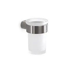 Pirenei bicchiere portaspazzolinia parete cromato spazzolato con vetro satinato codice prod: 0000PI103800000 product photo