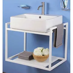 Watson struttura porta lavabo con mensola con porta salviette l62 p40 h42 bianco codice prod: WT009V product photo