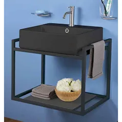 Watson wt009n struttura porta lavabo con mensola con porta salviette l62 p40 h42 nero codice prod: WT009N product photo