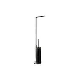 Living piantana con porta rotolo e porta scopino da appoggio nero cromato codice prod: 000LV2005 product photo