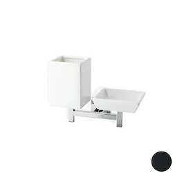 Urania porta sapone con bicchiere a parete base nera codice prod: 000U1423 product photo