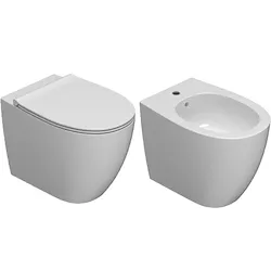 4all wc+bidet+sedile a terra bianco lucido codice prod: MD004BI MDR19BI MD011BI product photo
