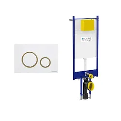 Placca Vela bianco con anello dorato + Modulo autoportante per wc sospeso duplo 199 codice prod: P47-0205-0250 T02-2116-0250 product photo