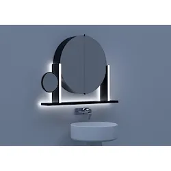 Complemento integrato d'arredo e illuminazione float 900 con specchio ingranditore black codice prod: SPECCHIERA900_BLACK INGR product photo
