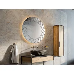 Graffi 1 specchio tondo con incisione ø80 con retro illuminazione codice prod: L46069 product photo