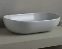 Lavabo in ceramica ovale 60x40 bianco opaco da appoggio senza troppopieno codice prod: DSV17444 product photo
