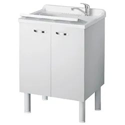 Arcobaleno lavatoio in nobilitato 60x60x85, con asse di lavaggio in PP e kit di scarico autopulente codice prod: 6007SK product photo