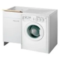 Lux lavatoio coprilavatrice in nobilitato 109x60x85 vasca sx, portabiancheria e kit di scarico codice prod: 7008LUXSX product photo