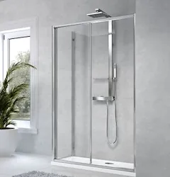 Star 2.0 box doccia con anta scorrevole e fissa 120x195 profilo bianco e vetro trasparente codice prod: STA22P114-1B product photo