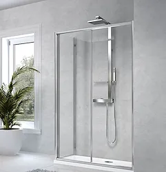 Star 2.0 parete doccia anta scorrevole e fissa 96x102 profilo cromato e vetro trasparente codice prod: STA22P96-1B product photo