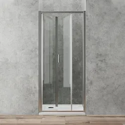 Gold porta doccia a soffietto 78x82 profilo cromato e vetro trasparente codice prod: BBGOLTSF80 product photo