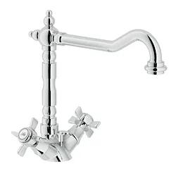 Ritz gruppo rubinetto lavello bicomando con scarico cromato codice prod: RI49117/1CR product photo