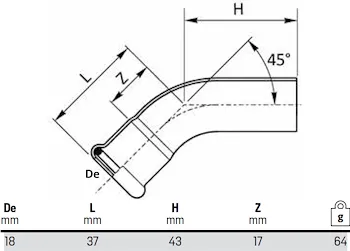 Curva 45° mf d.18 codice prod: DSV07551 product photo Foto1 L2
