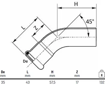Curva 45° mf d.35 codice prod: DSV07554 product photo Foto1 L2