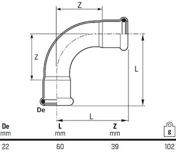 Curva 90° ff d.22 codice prod: DSV07531 product photo Foto1 L2