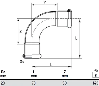 Curva 90° ff d.28 codice prod: DSV07532 product photo Foto1 L2