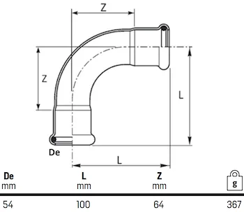 Curva 90° ff d.54 codice prod: DSV07535 product photo Foto1 L2