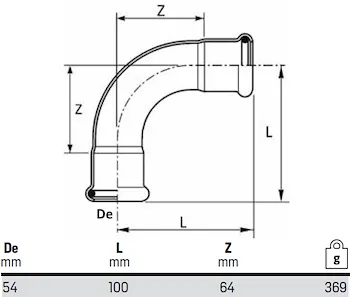 Curva 90° ff dm 54 codice prod: DSV08379 product photo Foto1 L2