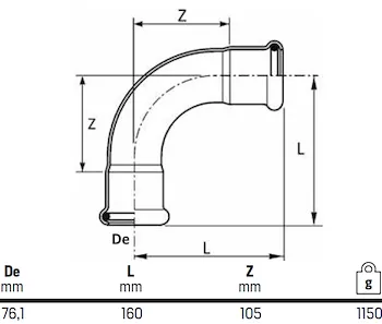 Curva 90° ff dm 76,1 codice prod: DSV10267 product photo Foto1 L2