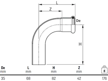 Curva 90° mf d.35 codice prod: DSV07540 product photo Foto1 L2