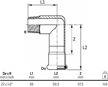 Gomito 90° mf - d. 22 x 1/2 codice prod: DSV13065 product photo Foto1 L2