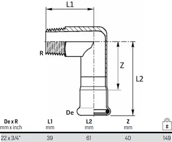 Gomito 90° mf - d. 22 x 3/4 codice prod: DSV07670 product photo Foto1 L2