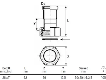 Manicotto c/dado 1" x28 codice prod: DSV13811 product photo Foto1 L2