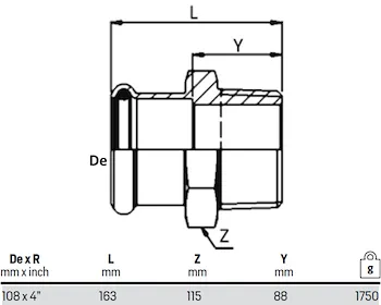 Manicotto c/filetto m dm 108 x 4" codice prod: DSV10655 product photo Foto1 L2