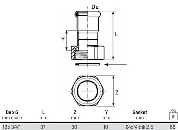 Manicotto con dado 3/4x18 x bocchett. codice prod: DSV10922 product photo Foto1 L2