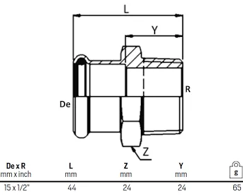 Manicotto misto 15x1/2" fm codice prod: DSV08488 product photo Foto1 L2