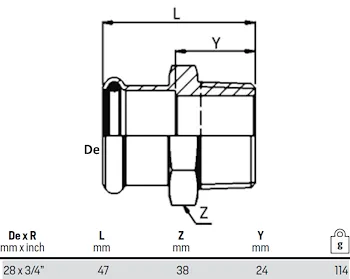 Manicotto misto 28x3/4 fm codice prod: DSV12309 product photo Foto1 L2