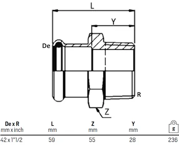 Manicotto misto c/fil. masc. d. 42x1"1/2 codice prod: DSV07643 product photo Foto1 L2