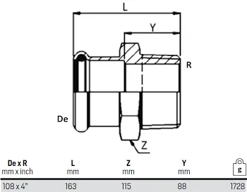 Manicotto misto c/filetto m.d.108x4" codice prod: DSV11019 product photo Foto1 L2