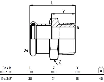 Manicotto misto c/filetto m.d. 15 x 3/8 codice prod: DSV11018 product photo Foto1 L2