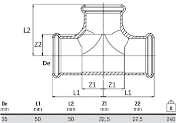 Tee normali dm 35 steel codice prod: DSV08409 product photo Foto1 L2