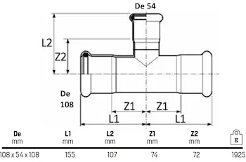 Tee ridotti 108x54x108 codice prod: DSV08277 product photo Foto1 L2