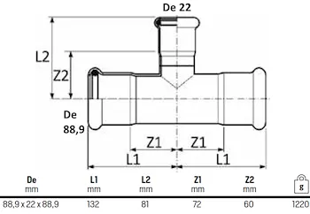 Tee ridotti 88x22x88 codice prod: DSV08267 product photo Foto1 L2