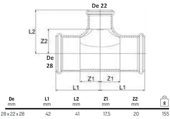 Tee ridotto 28x22x28 codice prod: DSV08433 product photo Foto1 L2