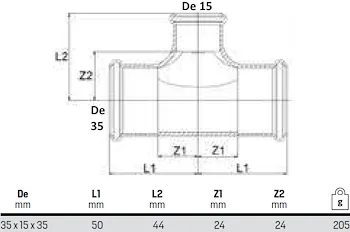 Tee ridotto 35x15x35 codice prod: DSV08434 product photo Foto1 L2