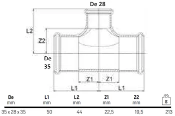 Tee ridotto 35x28x35 codice prod: DSV08437 product photo Foto1 L2