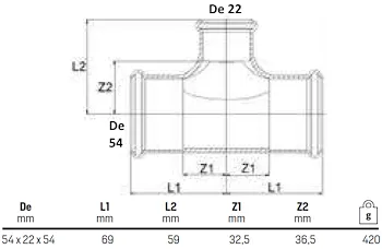 Tee ridotto 54x22x54 codice prod: DSV08441 product photo Foto1 L2