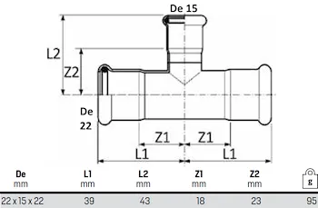 Tee ridotto d. 22-15-22 codice prod: DSV07585 product photo Foto1 L2