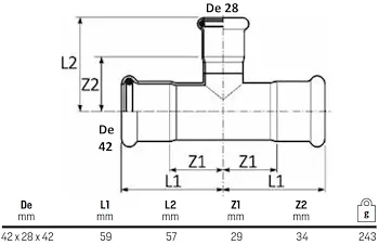 Tee ridotto d. 42-28-42 codice prod: DSV07595 product photo Foto1 L2